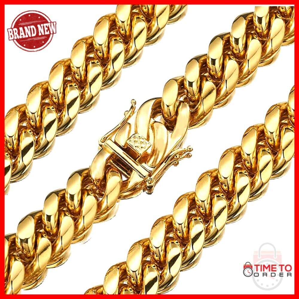 Heavy Duty Stainless Steel Cuban Link Chain Necklace Bracelet 6-18mm